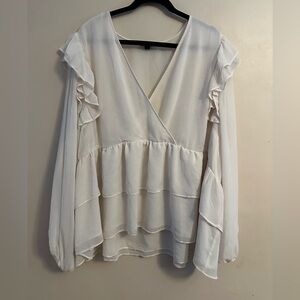 Torrid White Ruffle Blouse